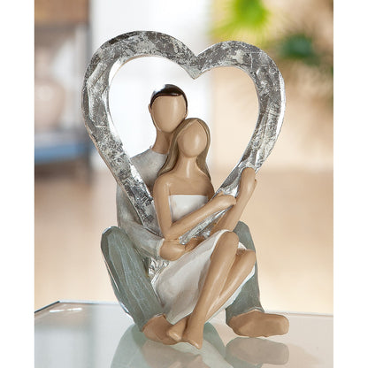 Διακοσμητικό Ζευγάρι Κρατάει Καρδιά Πολύχρωμο Polyresin 10x10x15