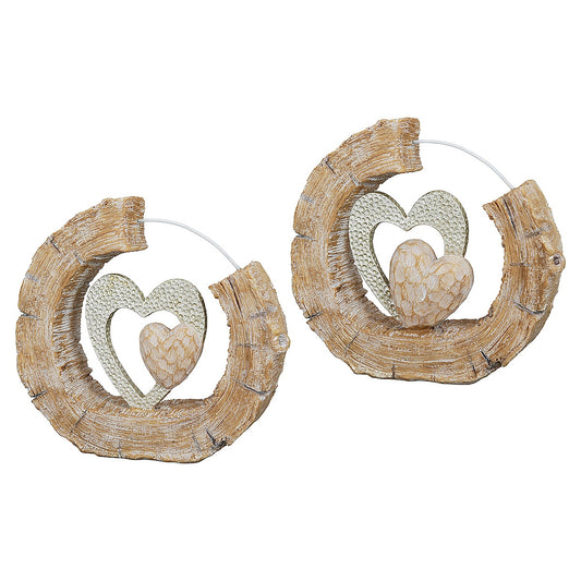 Διακοσμητικό Καρδιές σε Κορμό Ξύλου Φυσικό/Λευκό Polyresin 4x19x17.5 σε 2 Σχέδια