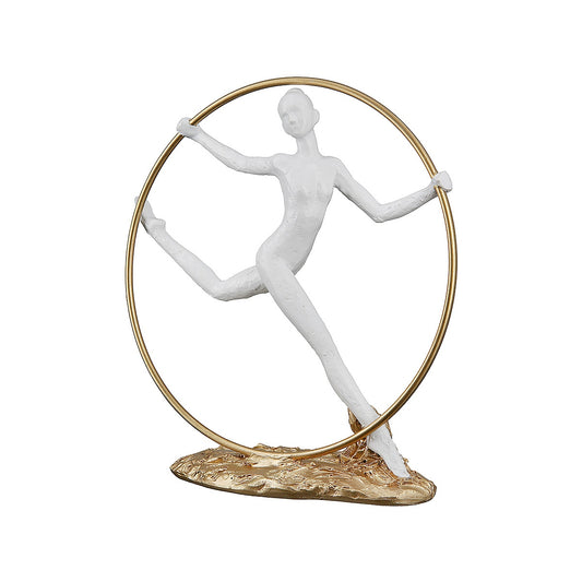 Διακοσμητικό Γυναικεία Φιγούρα σε Κύκλο Λευκό/Χρυσό Polyresin 17x22x23