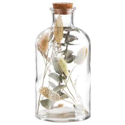 Διακοσμητικό Αποξηραμένο Λουλούδια σε Δοχείο Διάφανο Γυαλί 8x17εκ