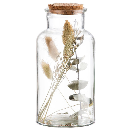 Διακοσμητικό Αποξηραμένο Λουλούδια σε Δοχείο Διάφανο Γυαλί 8x17εκ