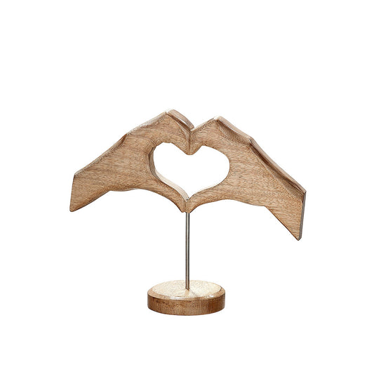 Διακοσμητικό Χέρια Σχηματίζουν Καρδιά σε Βάση Φυσικό Ξύλο 7.5x30x25