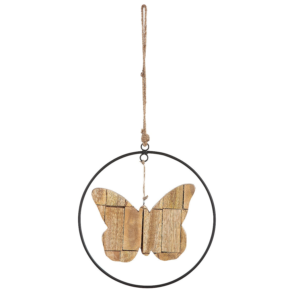 Διακοσμητικό Κρεμαστό Πεταλούδα Μαύρο/Φυσικό Μέταλλο/Ξύλο 16εκ