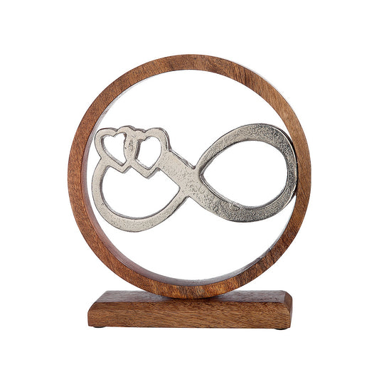 Διακοσμητικό Το Άπειρο σε Κύκλο Ασημί/Φυσικό Αλουμίνιο/Ξύλο 5x24x26