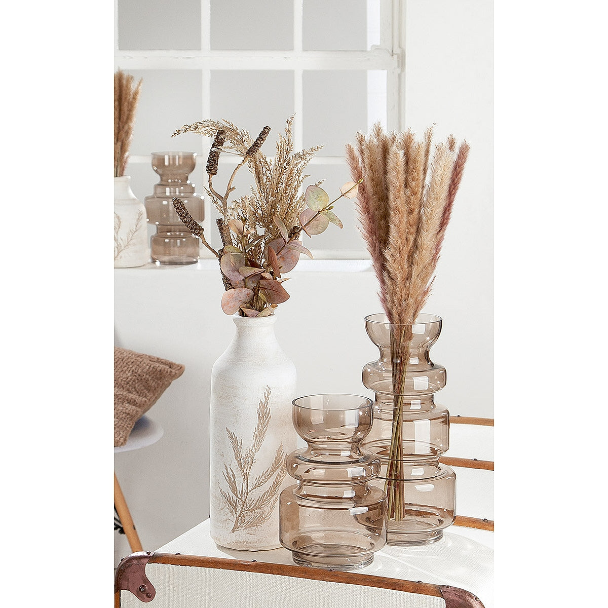 Βάζο Καφέ Γυαλί 17x17.5x25.5