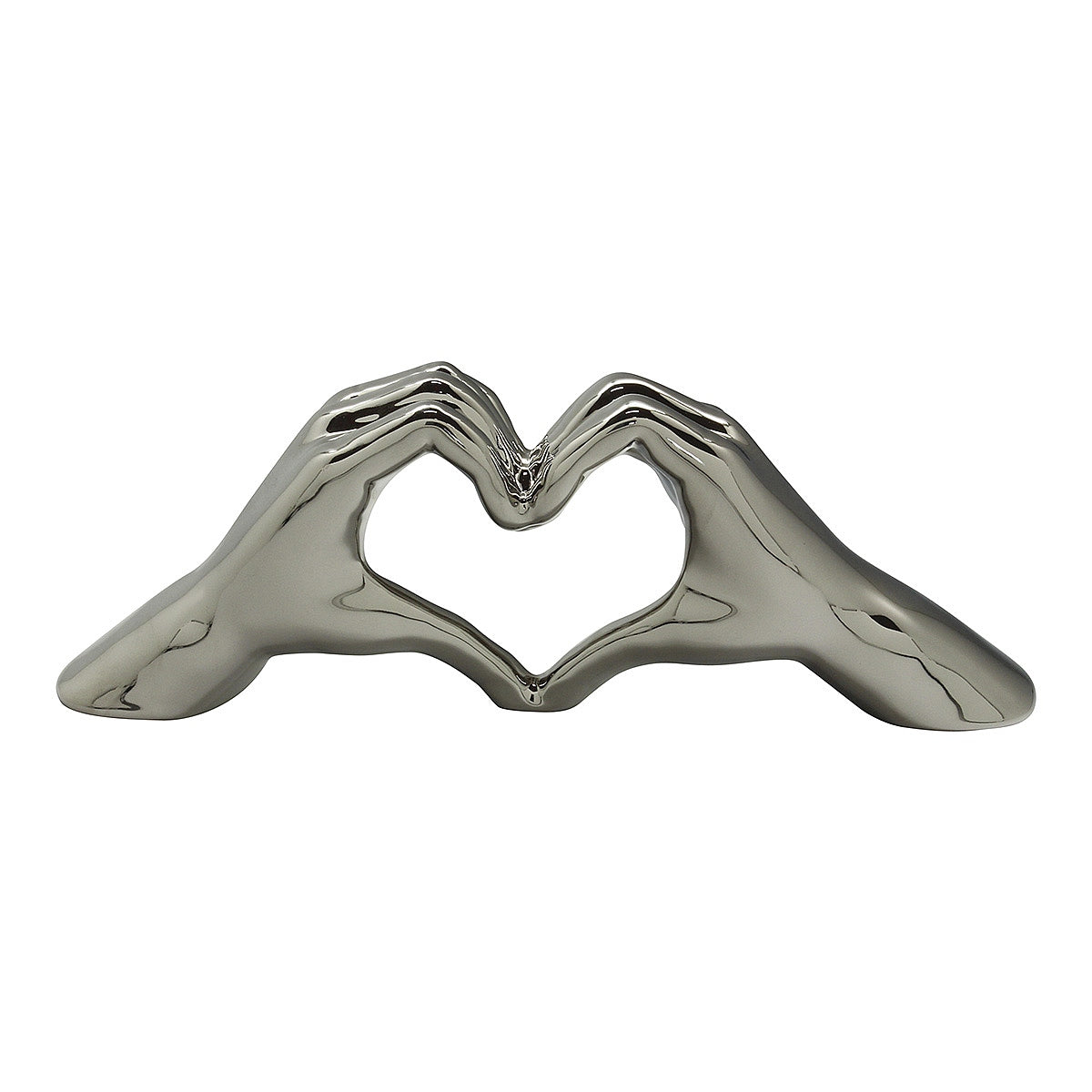 Διακοσμητικό Χέρια Σχηματίζουν Καρδιά Ασημί Κεραμικό 10x45x15