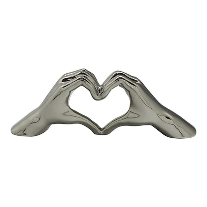 Διακοσμητικό Χέρια Σχηματίζουν Καρδιά Ασημί Κεραμικό 10x45x15