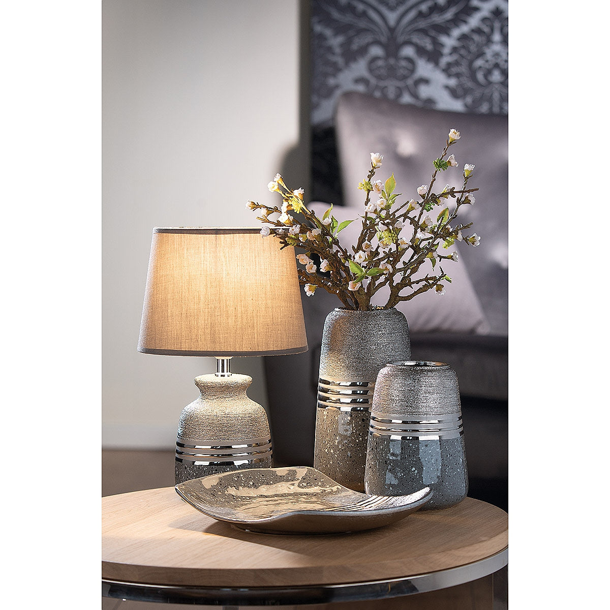 Βάζο Ασημί/Γκρι Κεραμικό 13.5x13.5x18.5