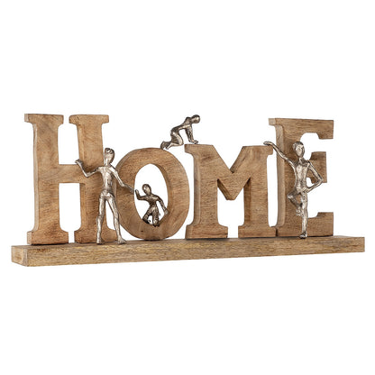 Διακοσμητικό 'Home' Φυσικό/Μπρονζέ Ξύλο/Αλουμίνιο 8x60x23.5