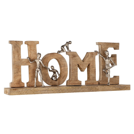 Διακοσμητικό 'Home' Φυσικό/Μπρονζέ Ξύλο/Αλουμίνιο 8x60x23.5