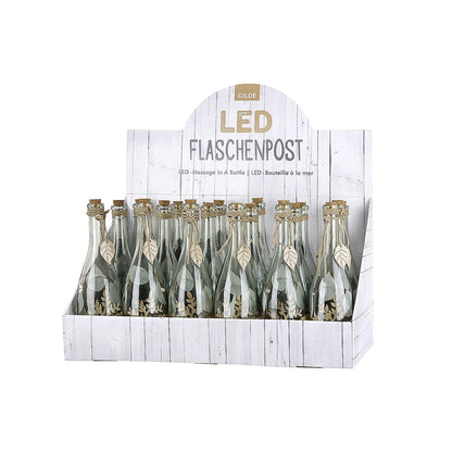 Διακοσμητικό Μπουκάλι με Εσωτερική Διακόσμηση Φωτιζόμενο LED Διάφανο/Φυσικό Γυαλί/Ξύλο 30εκ σε 3 Σχέδια