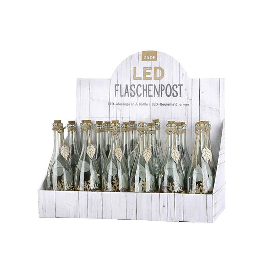 Διακοσμητικό Μπουκάλι με Εσωτερική Διακόσμηση Φωτιζόμενο LED Διάφανο/Φυσικό Γυαλί/Ξύλο 30εκ σε 3 Σχέδια