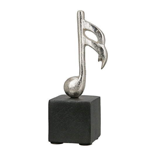 Διακοσμητικό Μουσική Νότα σε Βάση Ασημί/Μαύρο Αλουμίνιο/Ξύλο 5x5x16