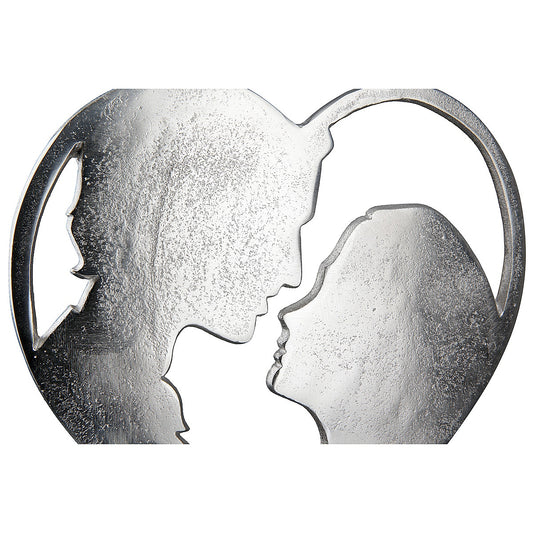 Διακοσμητικό Ερωτευμένοι σε Βάση Ασημί/Φυσικό Αλουμίνιο/Ξύλο 5x24x26.5