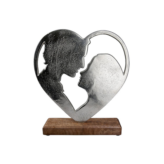 Διακοσμητικό Ερωτευμένοι σε Βάση Ασημί/Φυσικό Αλουμίνιο/Ξύλο 5x24x26.5