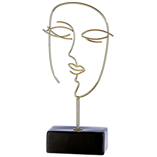 Διακοσμητικό Πρόσωπο σε Βάση Χρυσό/Μαύρο Μέταλλο 6.5x10x27