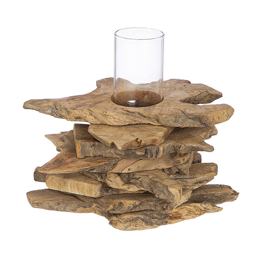 Διακοσμητικό Σύνθεση Βάζο σε Ξύλα Φυσικό Ξύλο 21εκ