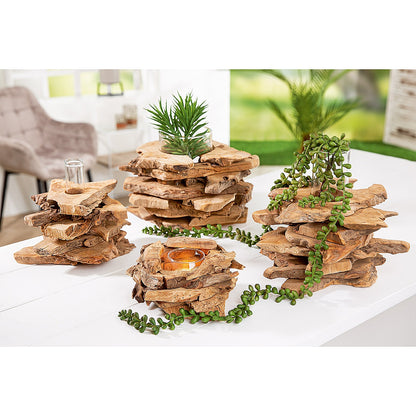 Διακοσμητικό Σύνθεση Βάζο σε Ξύλα Φυσικό Ξύλο 18εκ