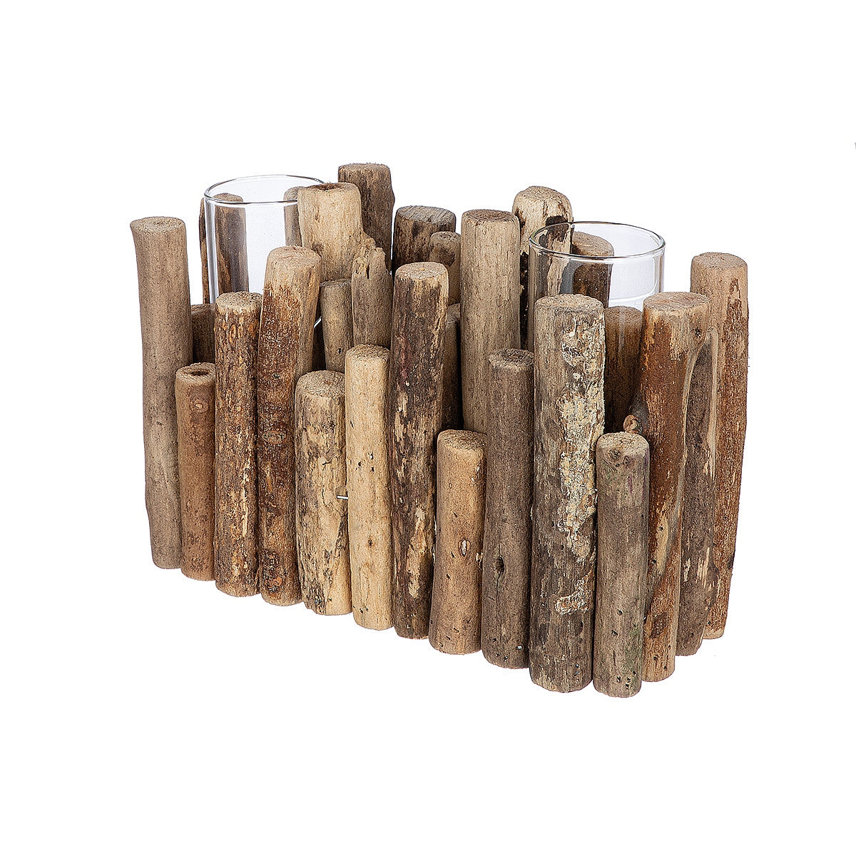 Διακοσμητικό Σύνθεση Βάζα σε Ξύλα Φυσικό Ξύλο 9x25x19