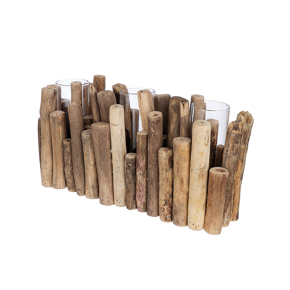 Διακοσμητικό Σύνθεση Βάζα σε Ξύλα Φυσικό Ξύλο 11x35x20