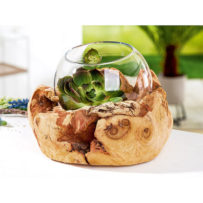 Διακοσμητικό Σύνθεση Βάζο σε Ξύλο Φυσικό Ξύλο 16εκ