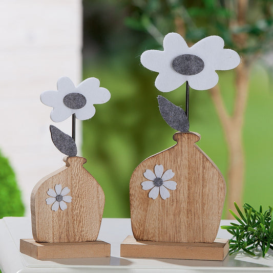 Διακοσμητικό Λουλούδι σε Βάζο Φυσικό MDF/Ύφασμα 6x9x21