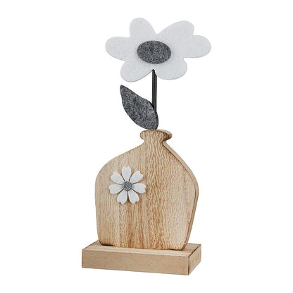 Διακοσμητικό Λουλούδι σε Βάζο Φυσικό MDF/Ύφασμα 6x9x21