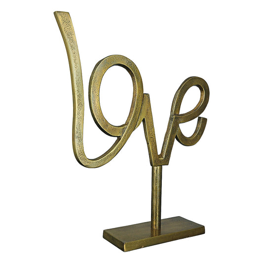 Διακοσμητικό 'Love' σε Βάση Αντικέ Χρυσό Αλουμίνιο 7.5x30x37
