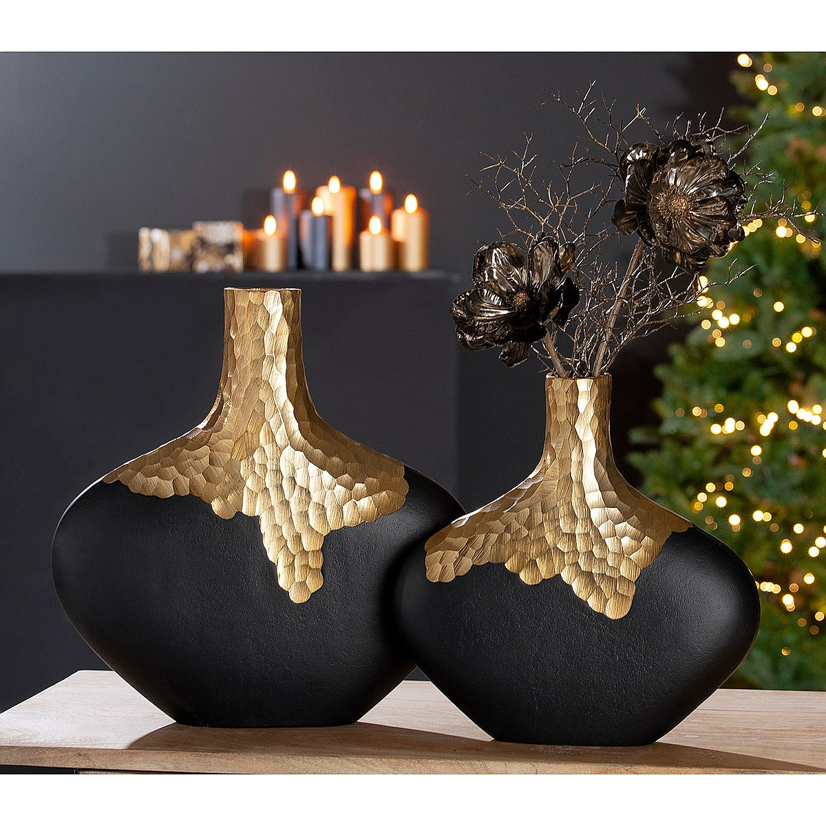 Βάζο Χρυσό/Μαύρο Αλουμίνιο 5x30x30