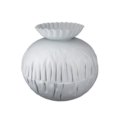 Βάζο Τσαλακωμένο Λευκό Μέταλλο 22εκ