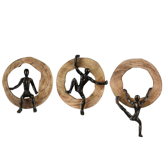 Διακοσμητικό Φιγούρα σε Κορμό Μπρονζέ/Φυσικό Αλουμίνιο/Ξύλο 7x18x28 σε 3 Σχέδια