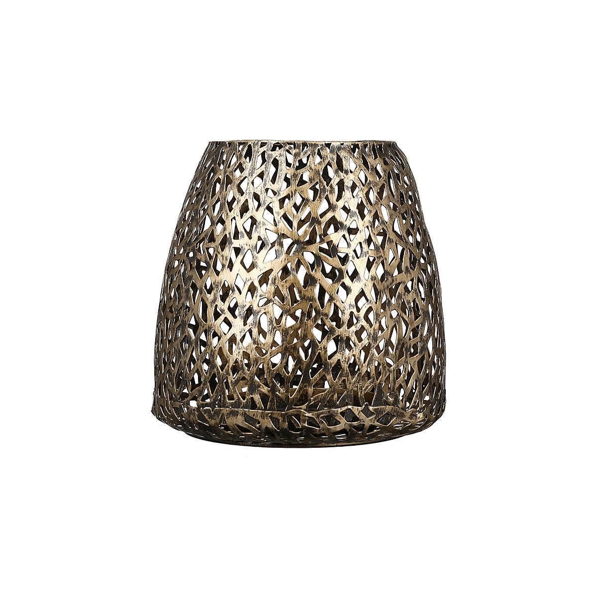 Φανάρι με Διακόσμηση Λουλούδια Αντικέ Χρυσό Μέταλλο 11εκ