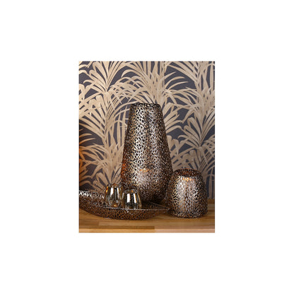 Φανάρι με Διακόσμηση Λουλούδια Αντικέ Χρυσό Μέταλλο 11εκ