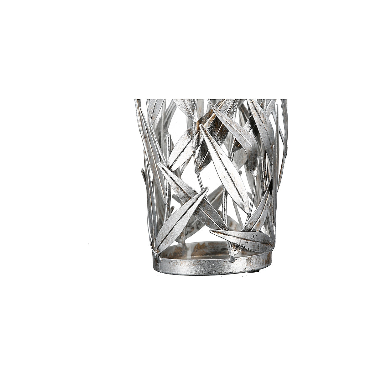 Κηροπήγιο Φυλλωσιά Αντικέ Ασημί Μέταλλο 43εκ