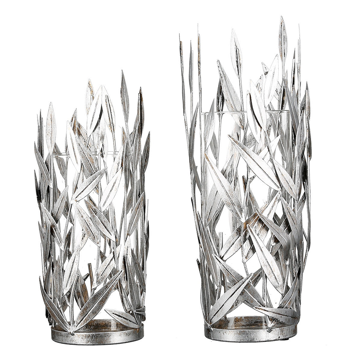 Κηροπήγιο Φυλλωσιά Αντικέ Ασημί Μέταλλο 43εκ