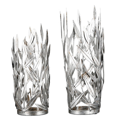 Κηροπήγιο Φυλλωσιά Αντικέ Ασημί Μέταλλο 43εκ