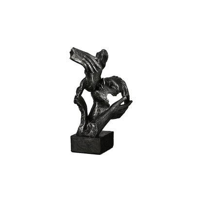 Decorative Two Faces Antique Silver Polyresin 12x18.5x28