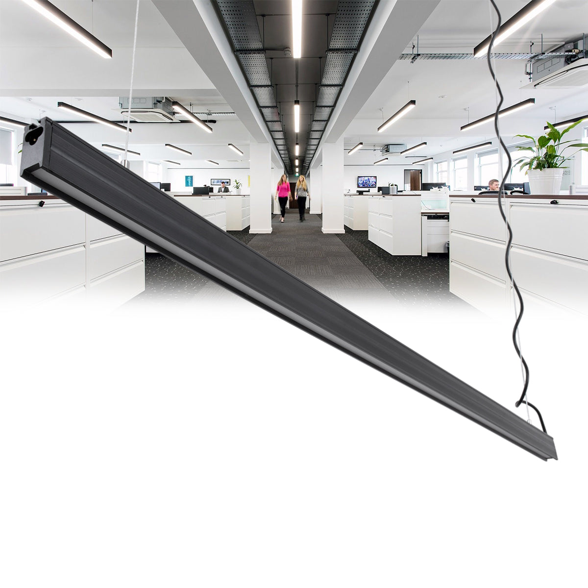 OFFICE 61024-P Γραμμικό Κρεμαστό Φωτιστικό Linear LED 18W 2200lm 120° AC 220-240V Μ120 x Π2 x Υ4cm Φυσικό Λευκό 4500K - Μαύρο