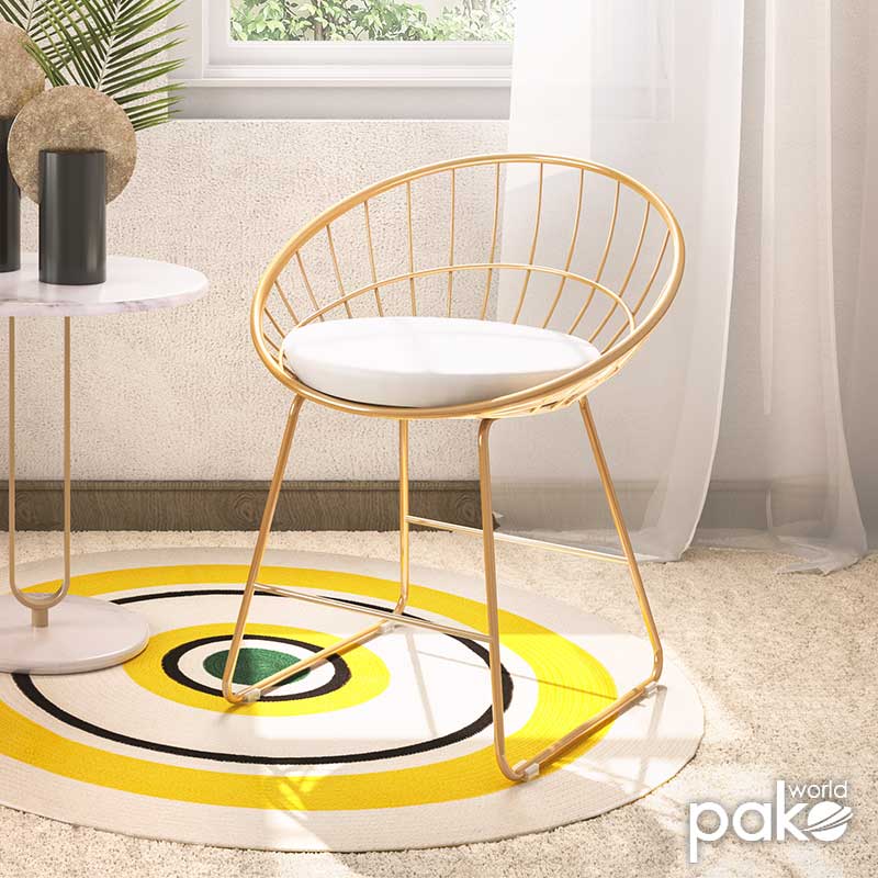 Καρέκλα Seth Μέταλλο Χρυσό-Μαξιλάρι PVC Λευκό