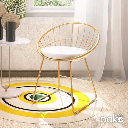 Καρέκλα Seth Μέταλλο Χρυσό-Μαξιλάρι PVC Λευκό