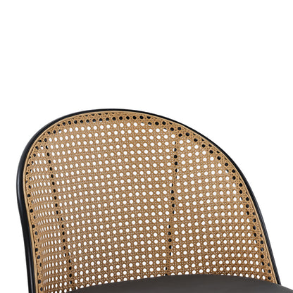 Σκαμπό Μπαρ Kace PE Rattan Φυσικό-Ανθρακί PU-Μαύρο Μέταλλο 43x55x102