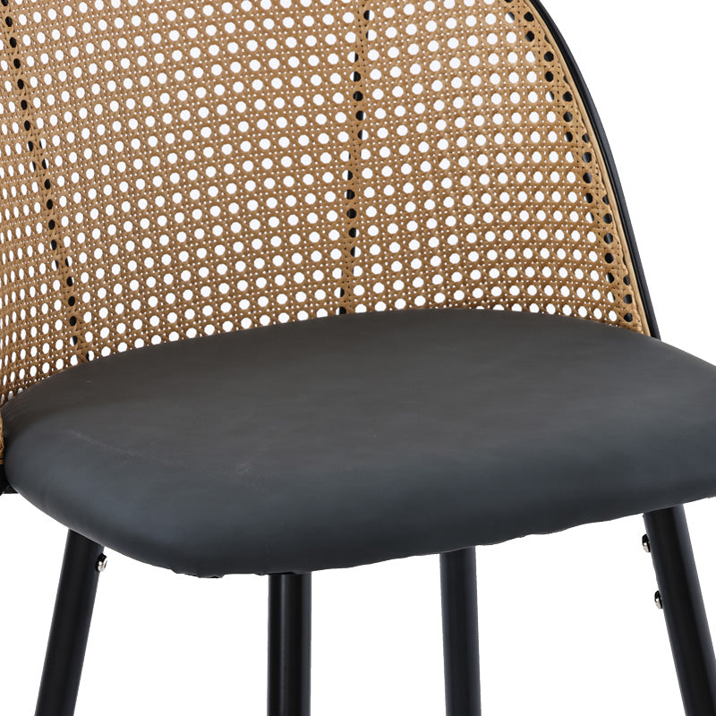 Σκαμπό Μπαρ Kace PE Rattan Φυσικό-Ανθρακί PU-Μαύρο Μέταλλο 43x55x102