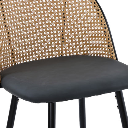 Σκαμπό Μπαρ Kace PE Rattan Φυσικό-Ανθρακί PU-Μαύρο Μέταλλο 43x55x102