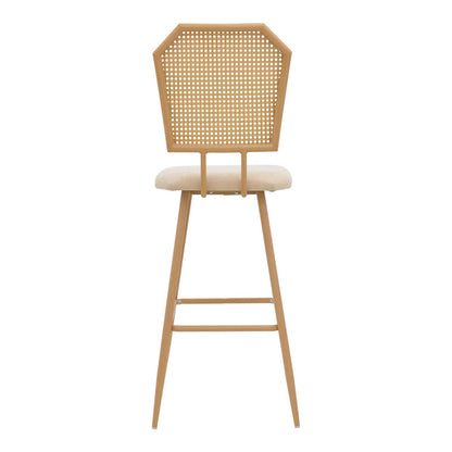 Σκαμπό Μπαρ Camilla I Φυσικό PE Rattan με Μπεζ Ύφασμα και Μέταλλο σε Φυσική Απόχρωση 47.5x58x117