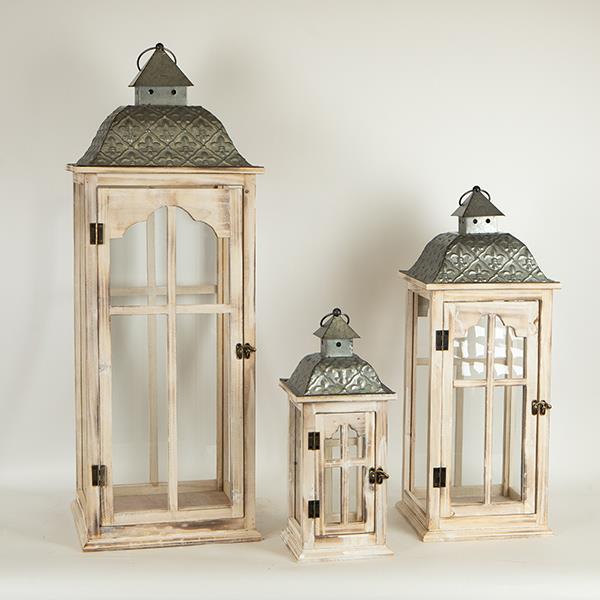 S/3 ΦΑΝΑΡΙΑ ΜΕΤΑΛΛΙΚΑ-ΞΥΛΙΝΑ NATURAL 30.5x30.5x86 / 23.5x23.5x62 / 16.5x6.5x41