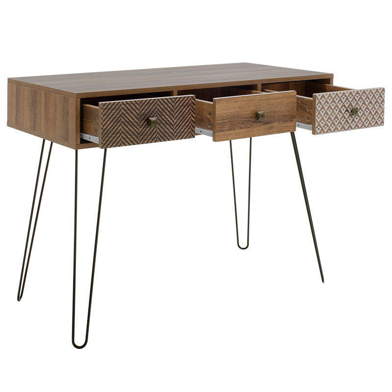 Κονσόλα Boho Καρυδί με Μεταλλικά Πόδια 100x50,5x74,5