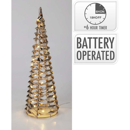 Δέντρο Κώνος 30 LED Μέταλλο Χρυσό 12x40εκ