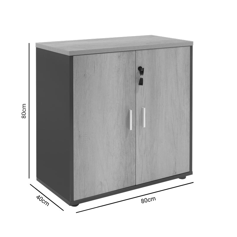 Ντουλάπι Γραφείου Χαμηλό Επαγγελματικό Lotus Χρώμα Φυσικό Ανθρακί 80x40x80