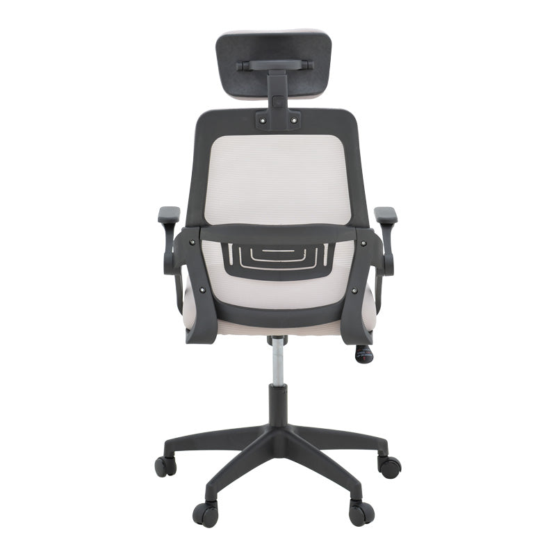 Καρέκλα Γραφείου Peja Mesh Ύφασμα Γκρι-Μπεζ με Μαύρο Σκελετό 58x60x107-117