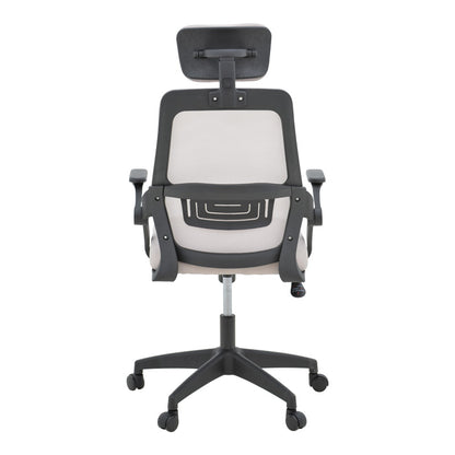 Καρέκλα Γραφείου Peja Mesh Ύφασμα Γκρι-Μπεζ με Μαύρο Σκελετό 58x60x107-117